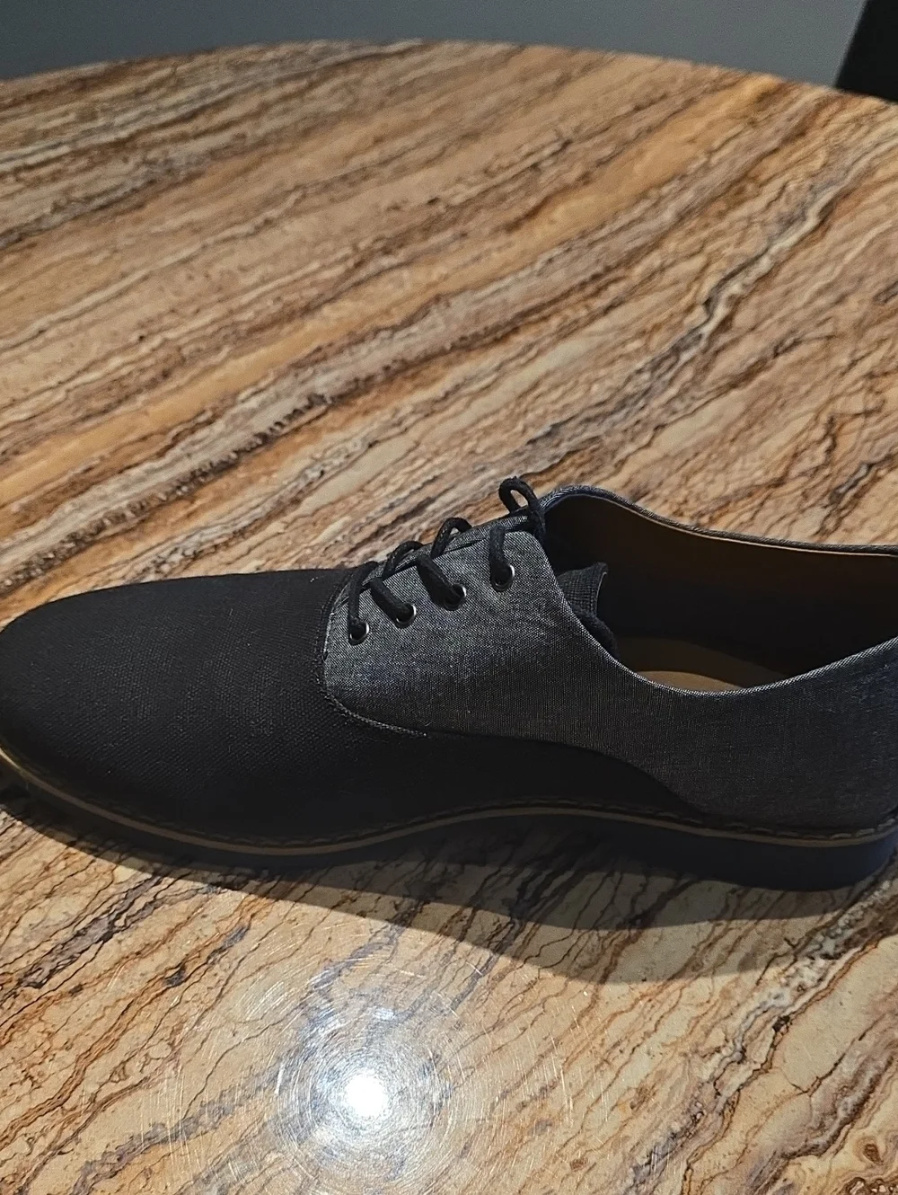 Aldo Black Canvas and Dark Gray Derby Shoes Mens Size 11.